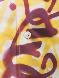 Silk Hawaiian Shirt Graffiti Print