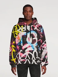 Cotton Hoodie Graffiti Print