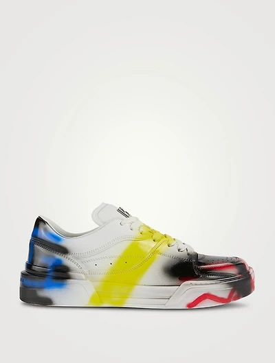 New Roma Leather Sneakers Spray Paint Graffiti Print