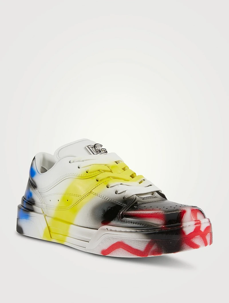 New Roma Leather Sneakers Spray Paint Graffiti Print