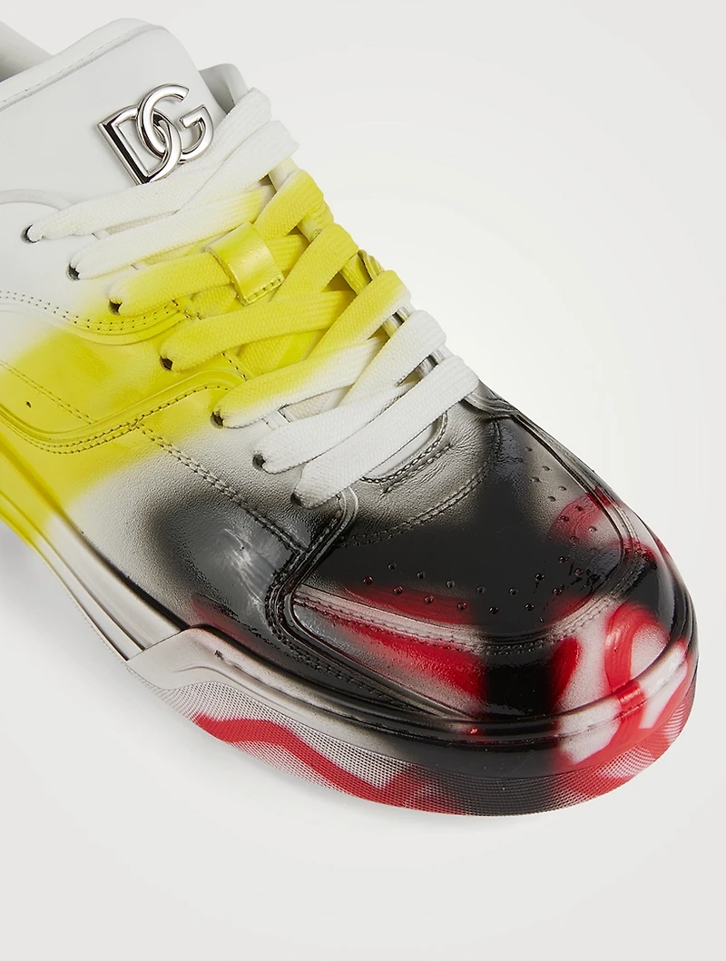 New Roma Leather Sneakers Spray Paint Graffiti Print
