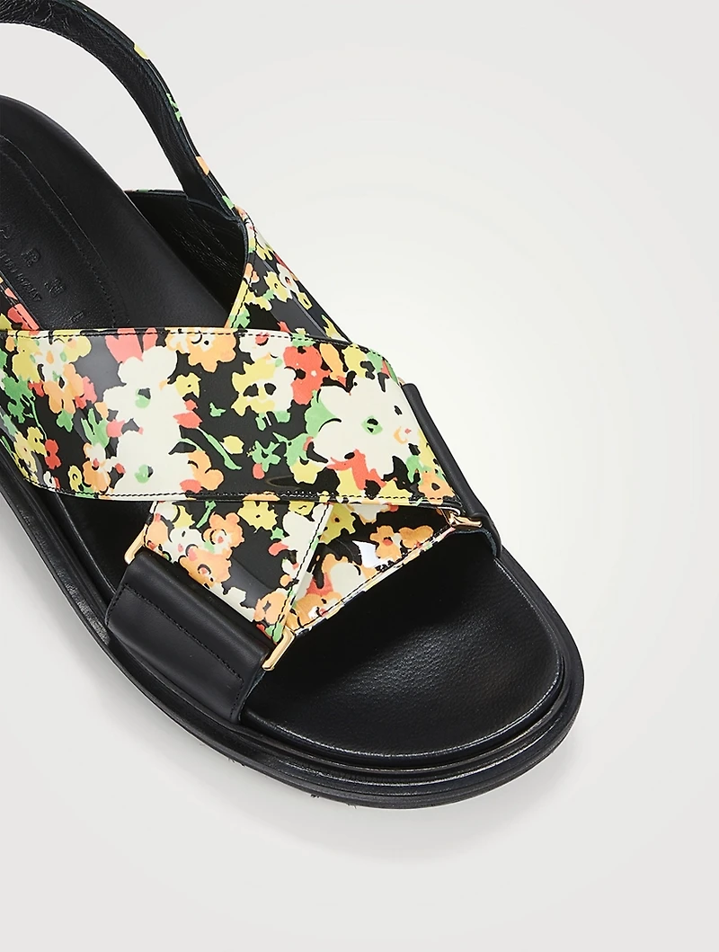 Fussbett Leather Slingback Sandals Floral Print