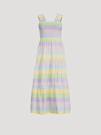 Josie Smocked Midi Dress Stripe Print
