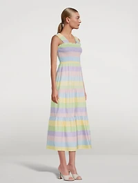 Josie Smocked Midi Dress Stripe Print