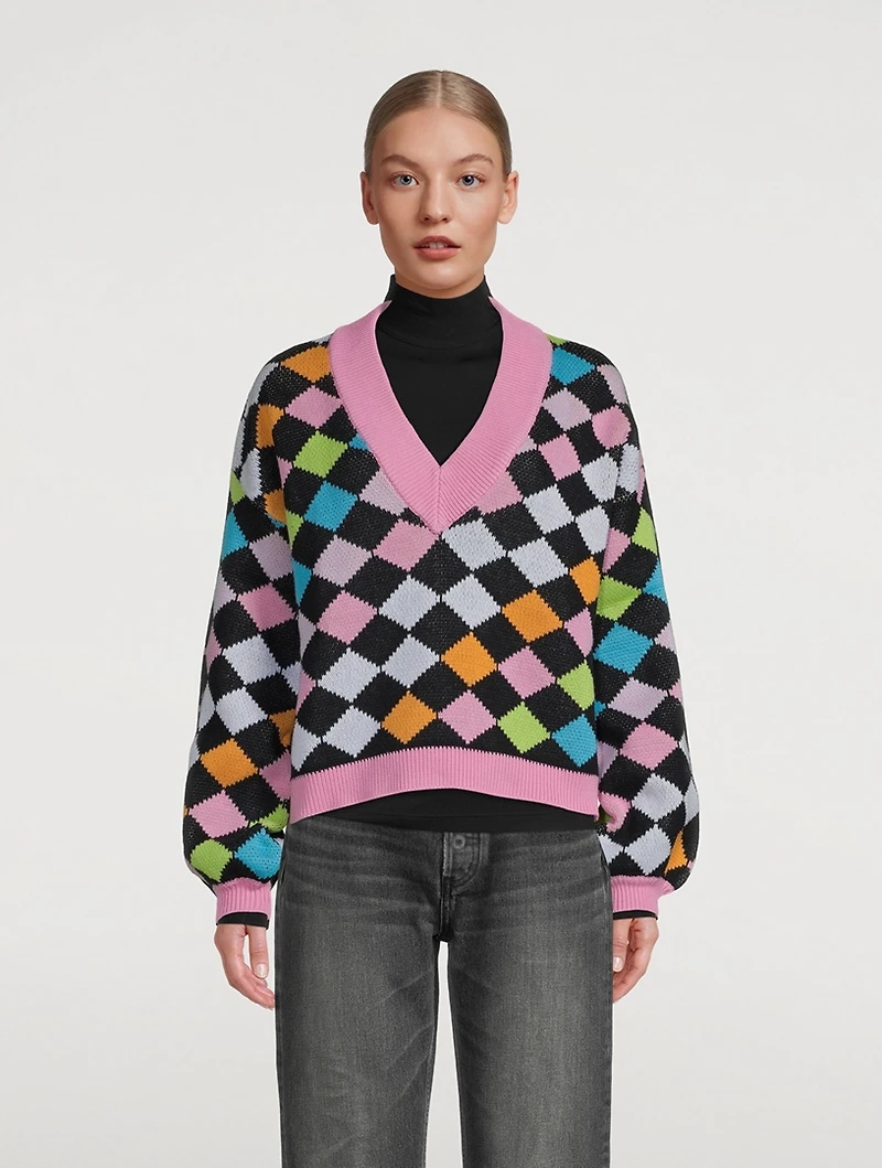 Delilah Rainbow Harlequin Sweater