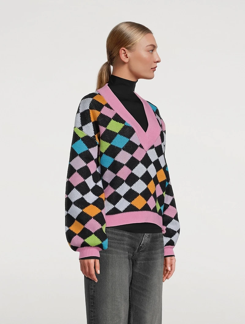 Delilah Rainbow Harlequin Sweater
