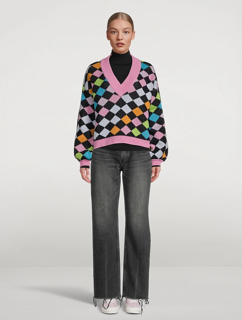 Delilah Rainbow Harlequin Sweater