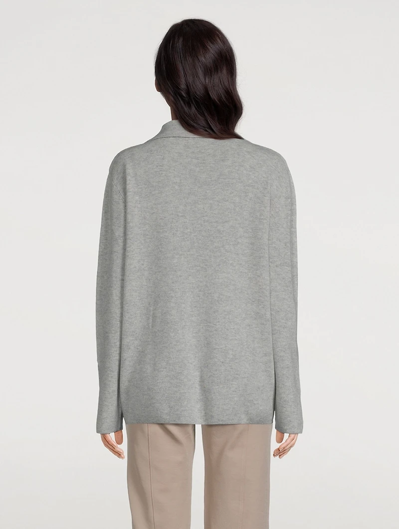 The Wool-Cashmere Open Polo Sweater