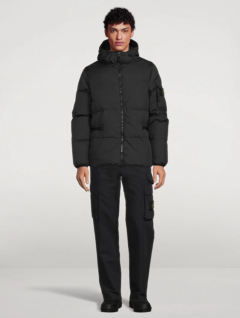 Nylon Hooded Down Jacket