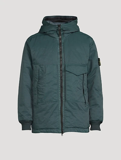 Opaque Nylon Twill Down Hooded Jacket