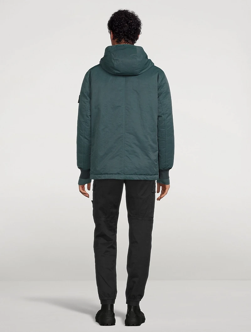 Opaque Nylon Twill Down Hooded Jacket