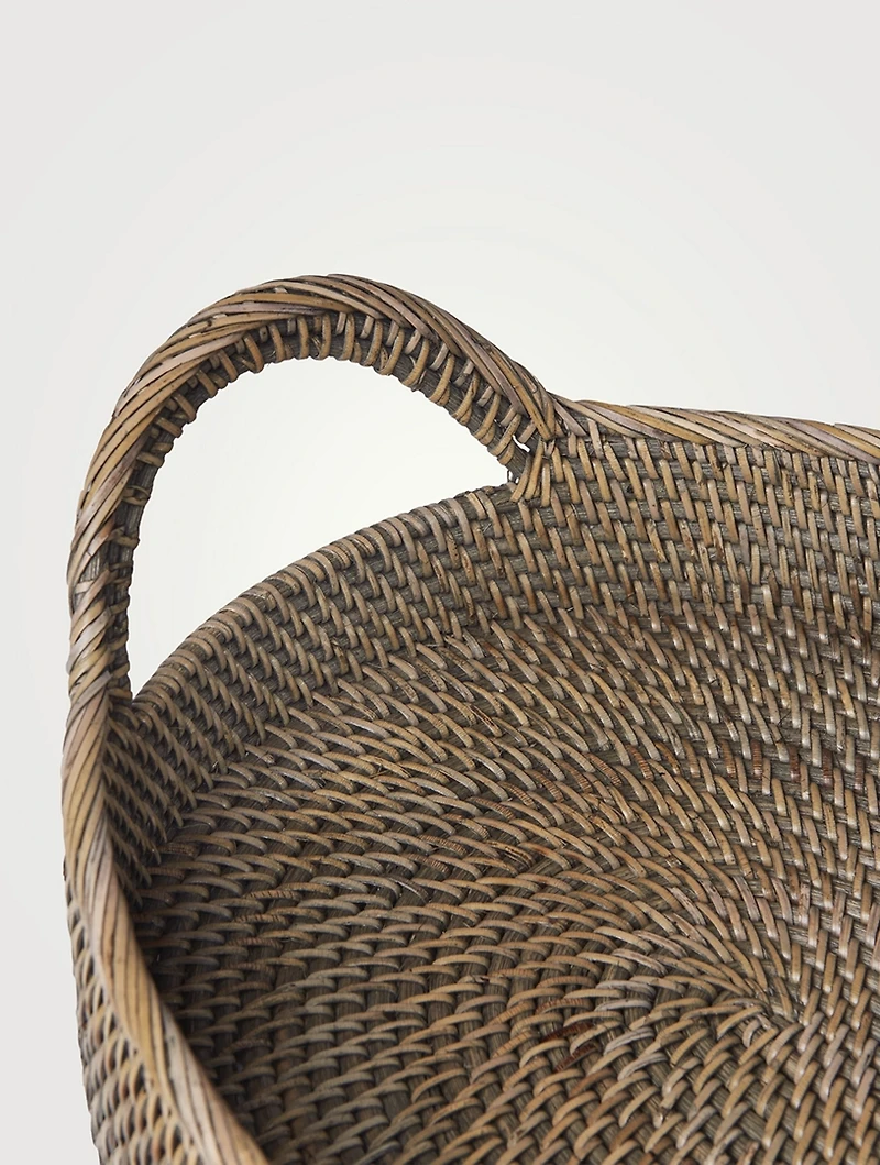 Set Of Three Oval Rattan Trays
