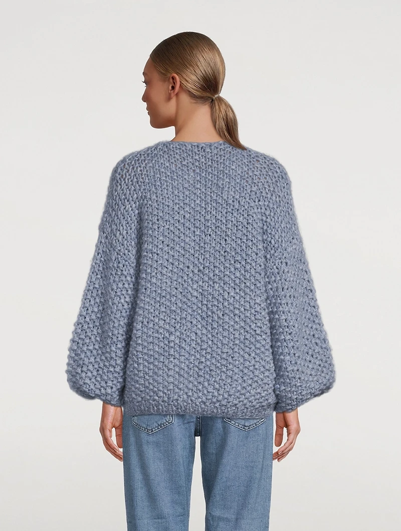 Alpaca-Blend Pearl Pattern Cardigan