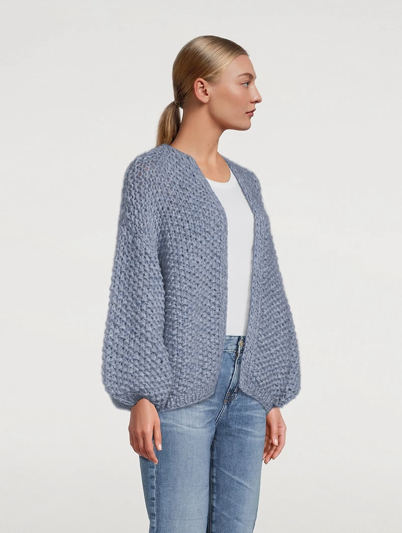 Alpaca-Blend Pearl Pattern Cardigan