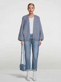 Alpaca-Blend Pearl Pattern Cardigan