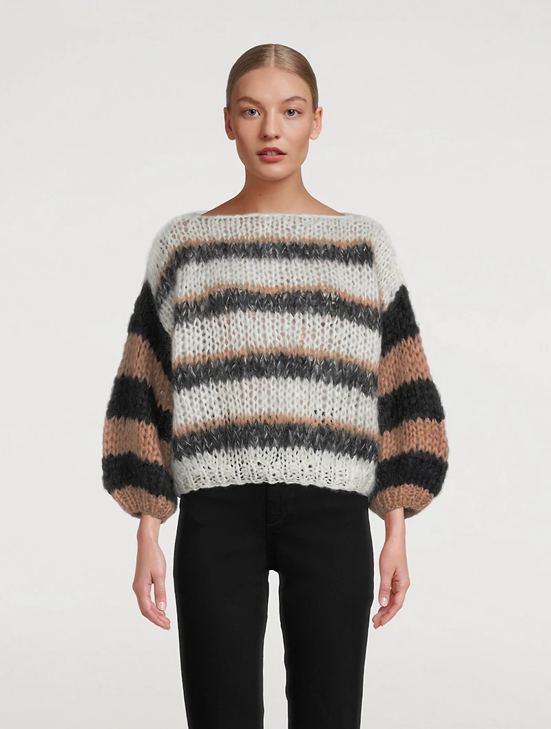 Big Mohair-Blend Sweater Multicolour Stripe