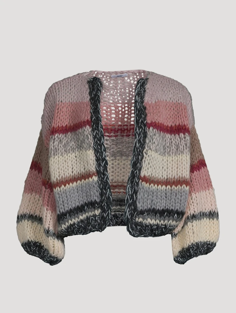 Galore Mohair-Blend Bomber Cardigan Stripe