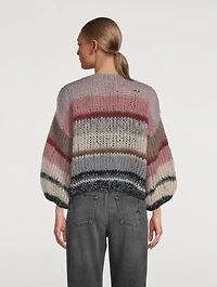 Galore Mohair-Blend Bomber Cardigan Stripe