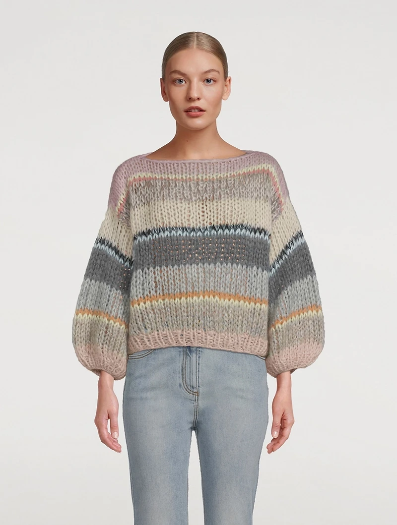 Big Mohair-Blend Galore Sweater Stripe