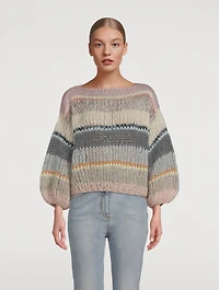 Big Mohair-Blend Galore Sweater Stripe