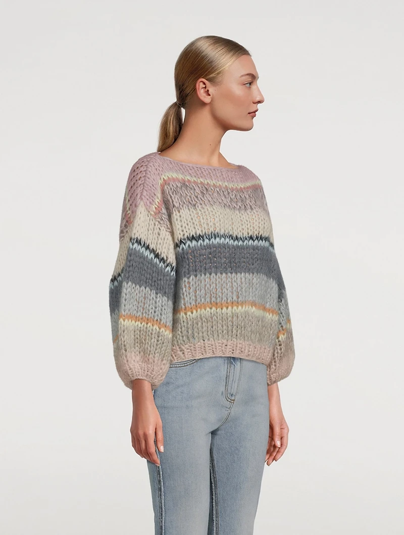 Big Mohair-Blend Galore Sweater Stripe