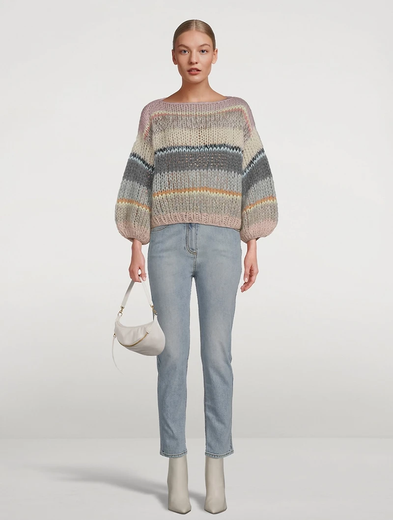 Big Mohair-Blend Galore Sweater Stripe
