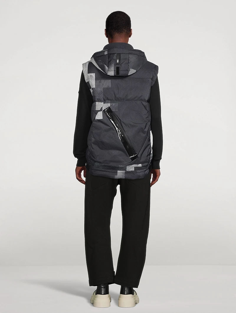 Modular Down Vest Pixel Print