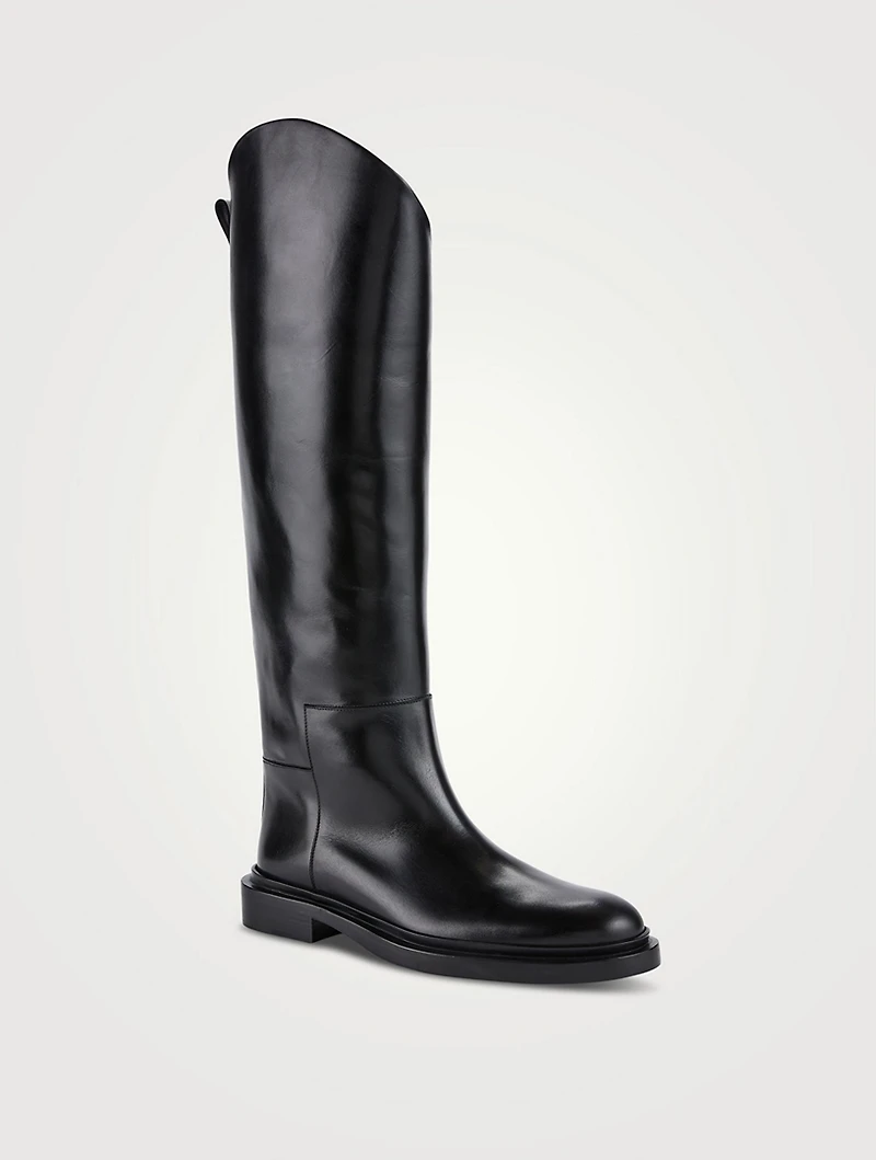 Leather Knee-High Riding Boots