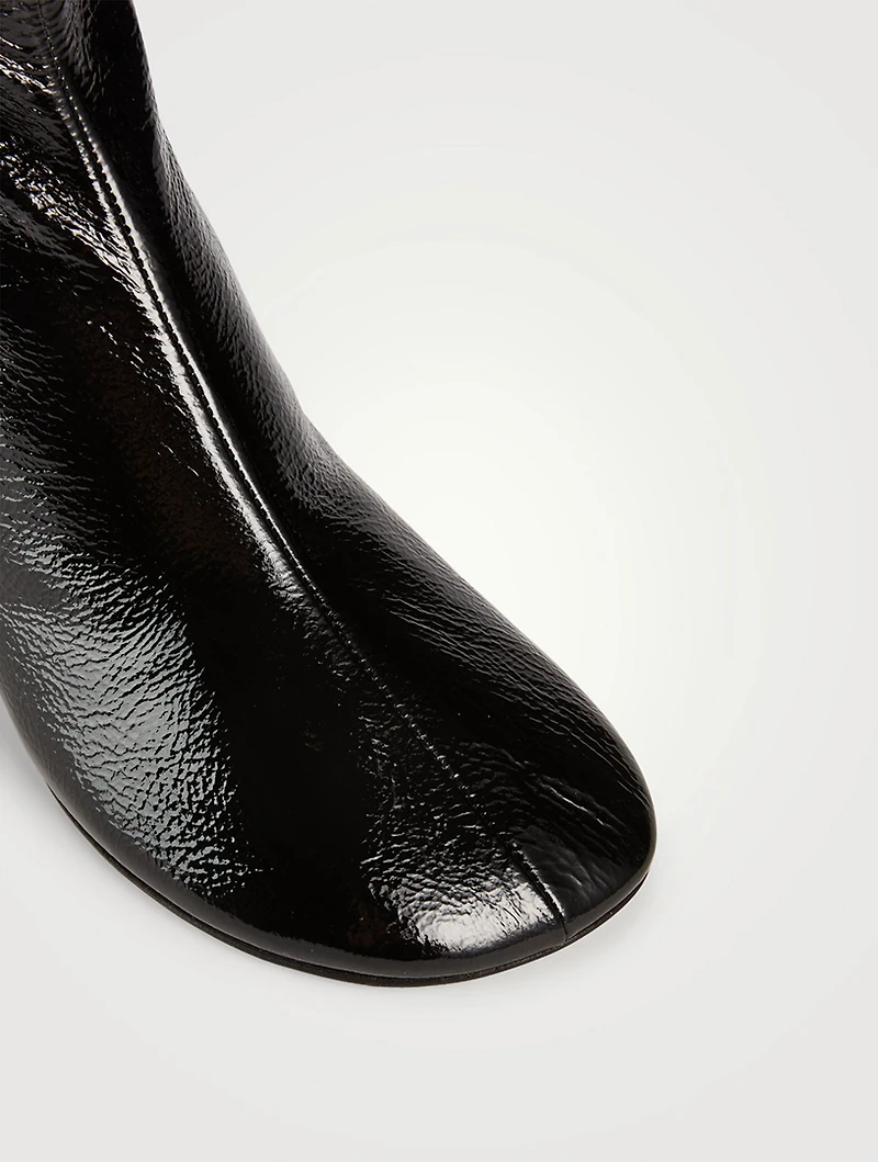 Leather Patent Glove Ankle Boots