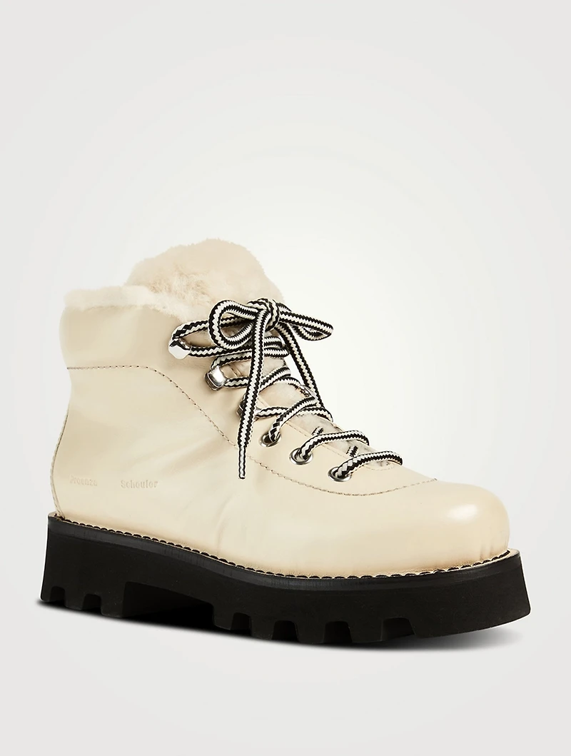 Shearling-Lined Leather Hiking Boots