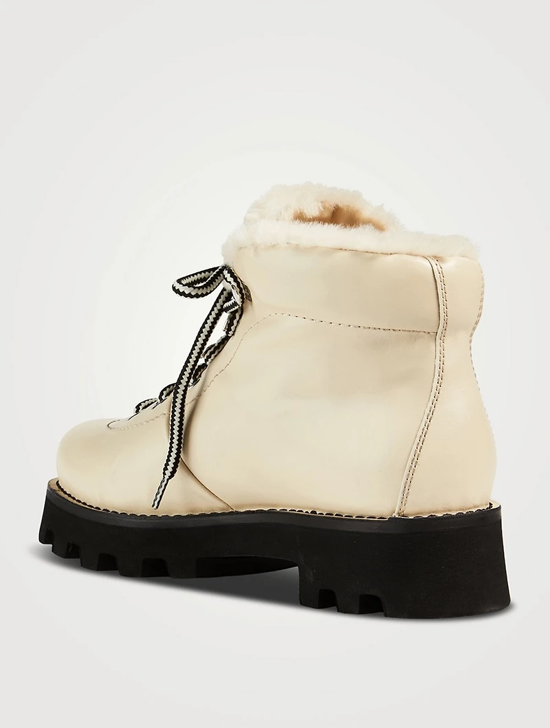 Shearling-Lined Leather Hiking Boots