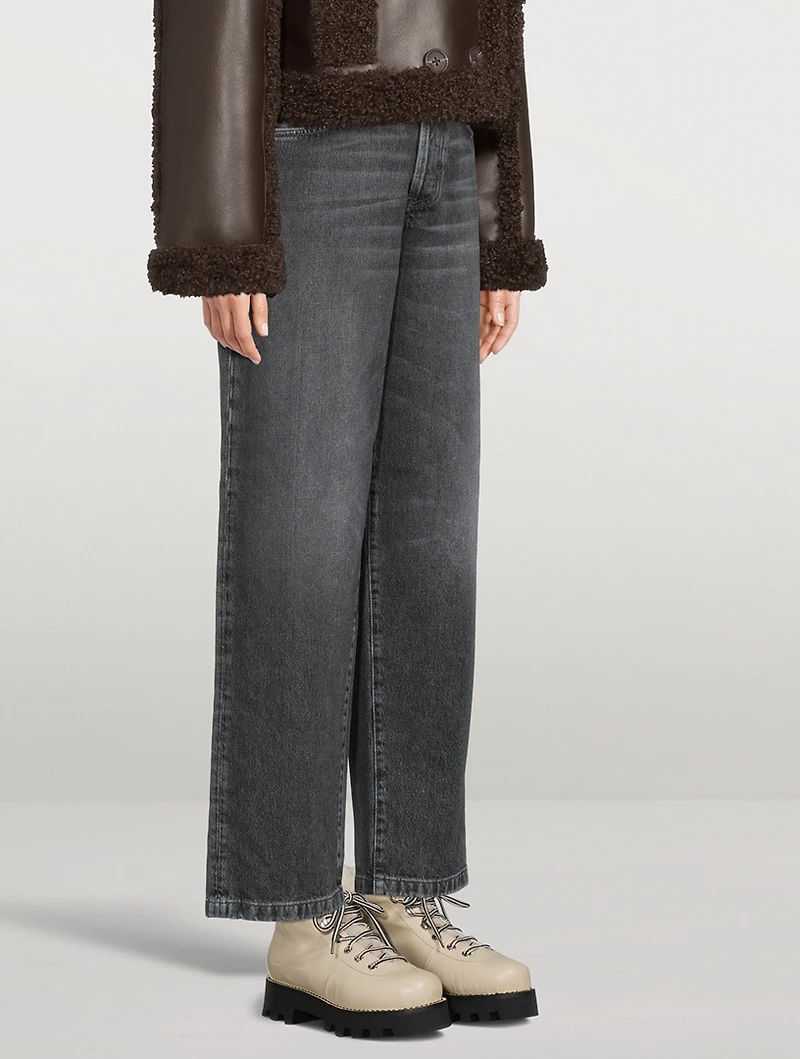 Shearling-Lined Leather Hiking Boots