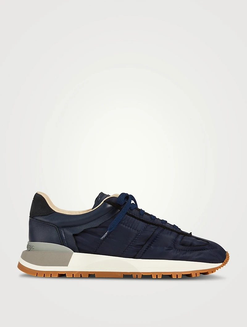 50-50 Nylon And Leather Sneakers