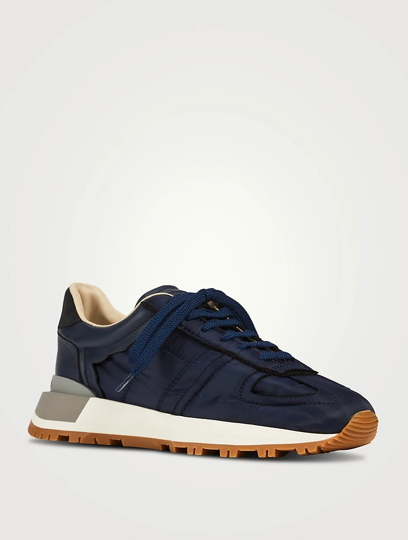 50-50 Nylon And Leather Sneakers