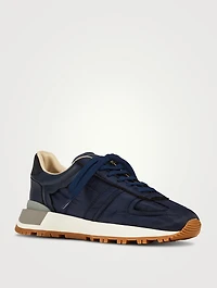 50-50 Nylon And Leather Sneakers