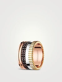 Large Quatre Classique Gold Ring With Brown PVD