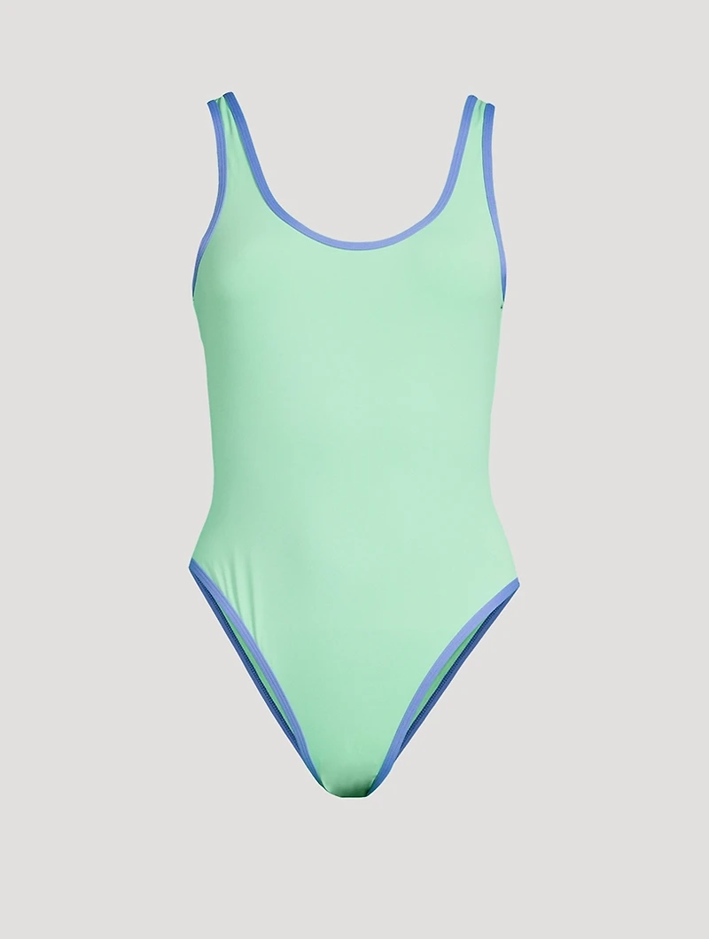 Piped Scoop One-Piece Swimsuit