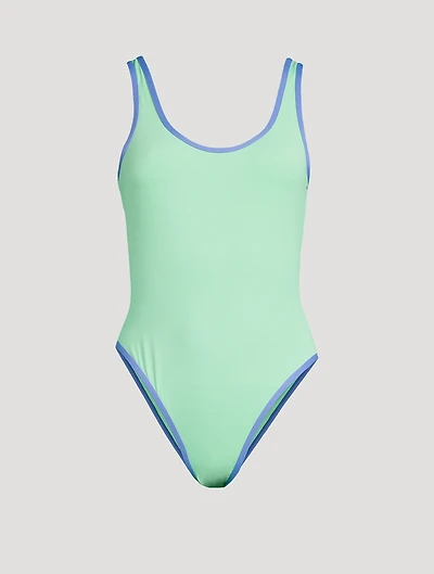 Piped Scoop One-Piece Swimsuit