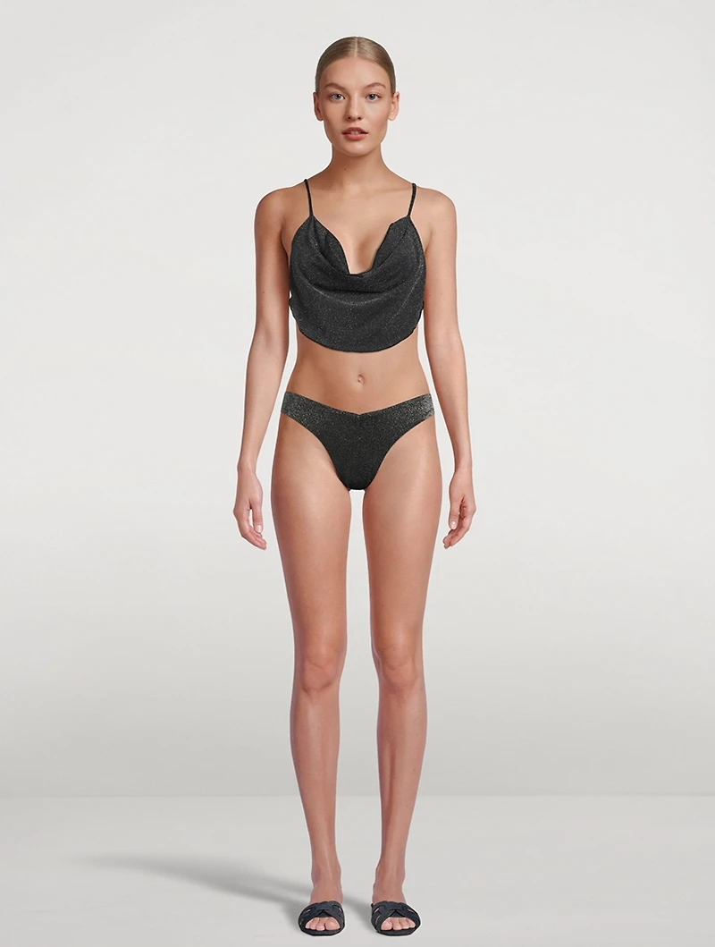 Cowlneck Glitter Bikini Top