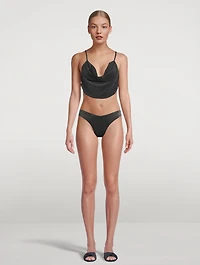 Cowlneck Glitter Bikini Top