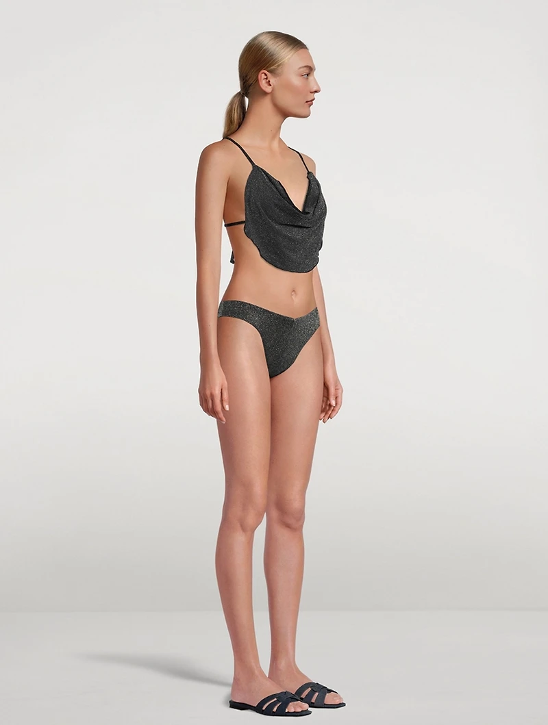 Cowlneck Glitter Bikini Top