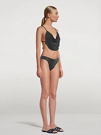 Cowlneck Glitter Bikini Top