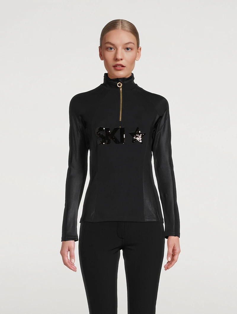 Davos Sequin Zip Top