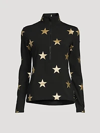 Sky Quarter-Zip Top Foil Star Print