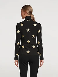 Sky Quarter-Zip Top Foil Star Print