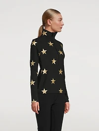 Sky Quarter-Zip Top Foil Star Print