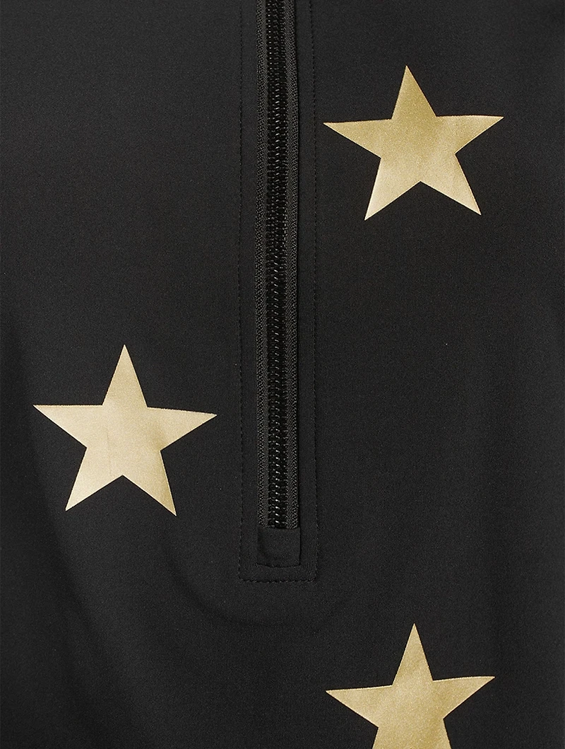 Sky Quarter-Zip Top Foil Star Print