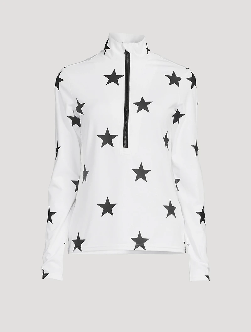 Sky Quarter-Zip Top Star Print