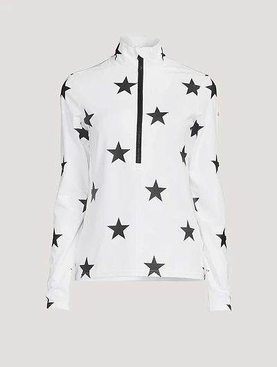 Sky Quarter-Zip Top Star Print
