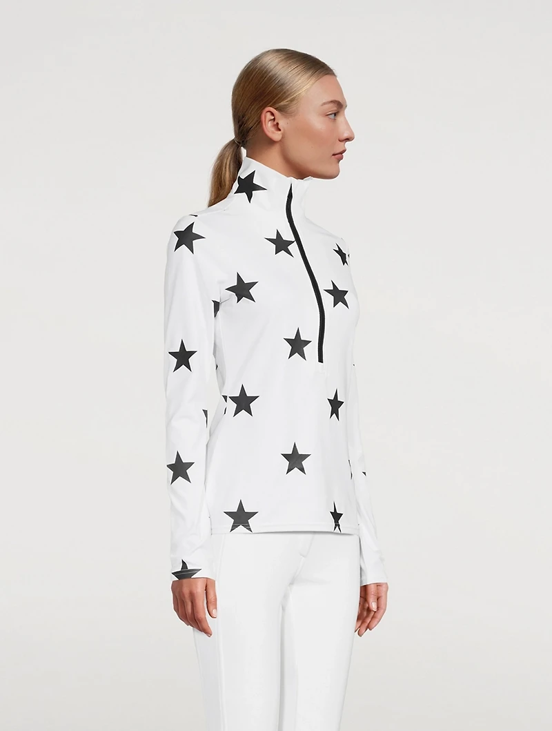 Sky Quarter-Zip Top Star Print